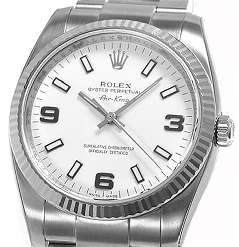 rolex air king white gold bezel